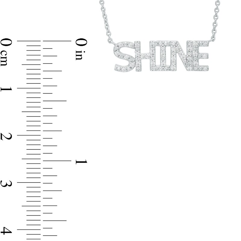 0.085 CT. T.W. Diamond "SHINE" Script Necklace in Sterling Silver – 17.78"