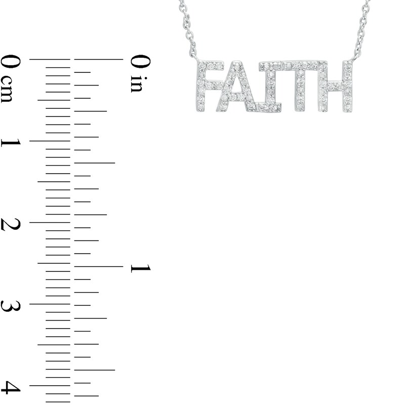 Main Image 4 of 0.085 CT. T.W. Diamond "FAITH" Script Necklace in Sterling Silver – 17.76"