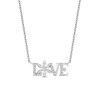 Thumbnail Image 1 of Enchanted Disney Elsa 0.085 CT. T.W. Diamond "LOVE" Snowflake Necklace in Sterling Silver