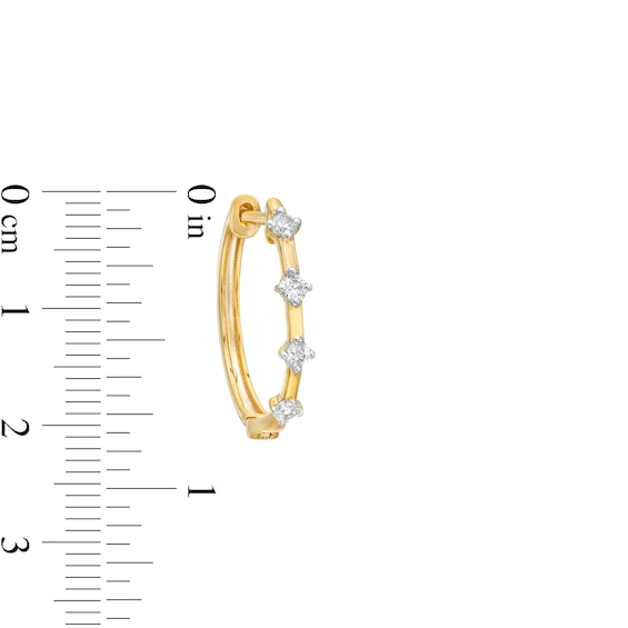 0.40 CT. T.W. Diamond Four Stone Hoop Earrings in 10K Gold
