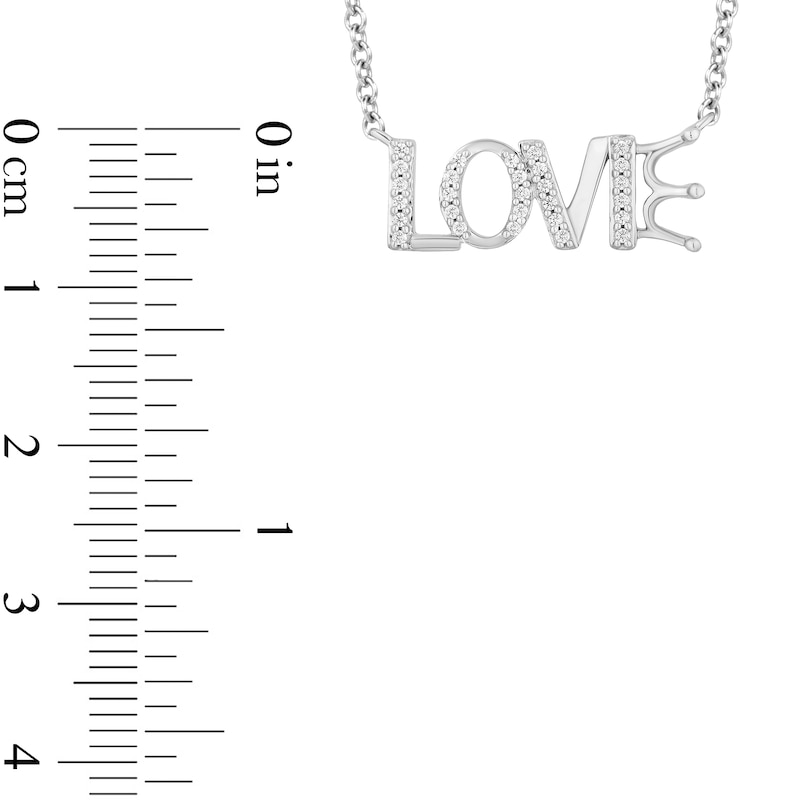 Enchanted Disney Majestic Princess 0.085 CT. T.W. Diamond "LOVE" Crown Necklace in Sterling Silver