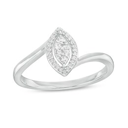 0.10 CT. T.W. Marquise-Shaped Multi-Diamond Open Frame Bypass Promise Ring in 10K White Gold