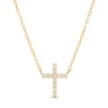 Thumbnail Image 1 of 0.10 CT. T.W. Diamond Cross Necklace in 10K Gold