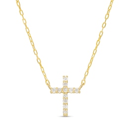 0.10 CT. T.W. Diamond Cross Necklace in 10K Gold