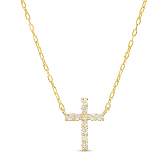 0.10 CT. T.W. Diamond Cross Necklace in 10K Gold
