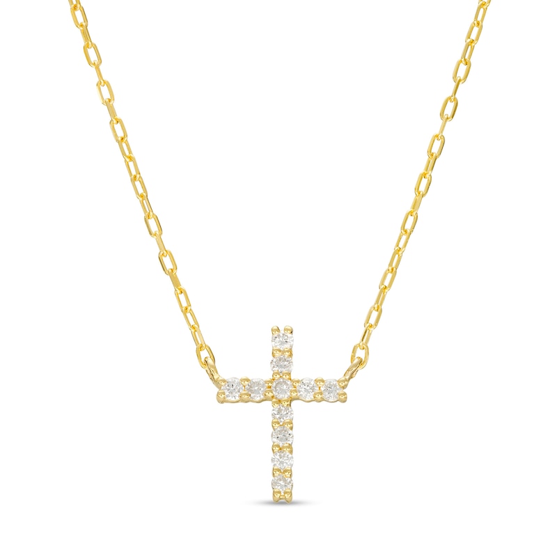 0.10 CT. T.W. Diamond Cross Necklace in 10K Gold|Peoples Jewellers