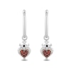 Thumbnail Image 1 of Enchanted Disney Villains Evil Queen Garnet and White Diamond Heart Drop Earrings in Sterling Silver and 10K Rose Gold
