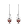 Thumbnail Image 2 of Enchanted Disney Villains Evil Queen Garnet and White Diamond Heart Drop Earrings in Sterling Silver and 10K Rose Gold