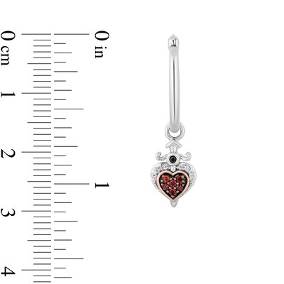 Enchanted Disney Villains Evil Queen Garnet and White Diamond Heart Drop Earrings in Sterling Silver and 10K Rose Gold