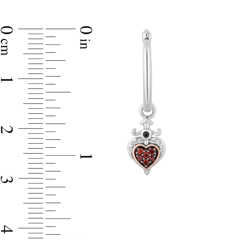 Main Image 3 of Enchanted Disney Villains Evil Queen Garnet and White Diamond Heart Drop Earrings in Sterling Silver and 10K Rose Gold