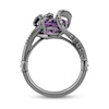Thumbnail Image 3 of Enchanted Disney Villains Ursula Oval Amethyst and 0.087 CT. T.W. Diamond Ring in Sterling Silver with Black Rhodium