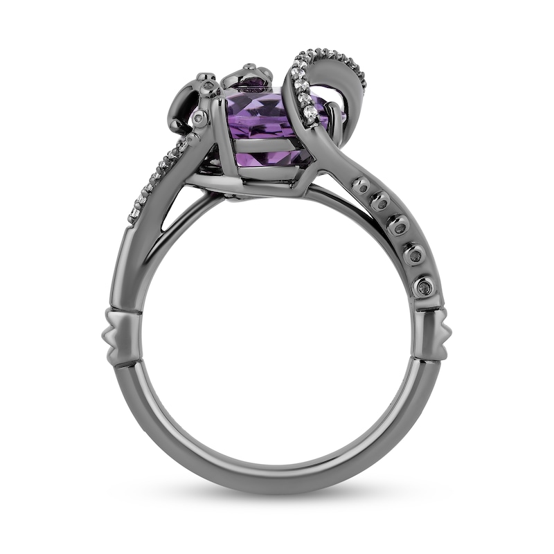 Main Image 3 of Enchanted Disney Villains Ursula Oval Amethyst and 0.087 CT. T.W. Diamond Ring in Sterling Silver with Black Rhodium