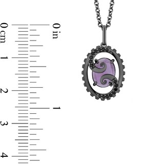 Enchanted Disney Villains Ursula Oval Amethyst and 0.115 CT. T.W. Black Diamond Open Pendant in Sterling Silver - 19"