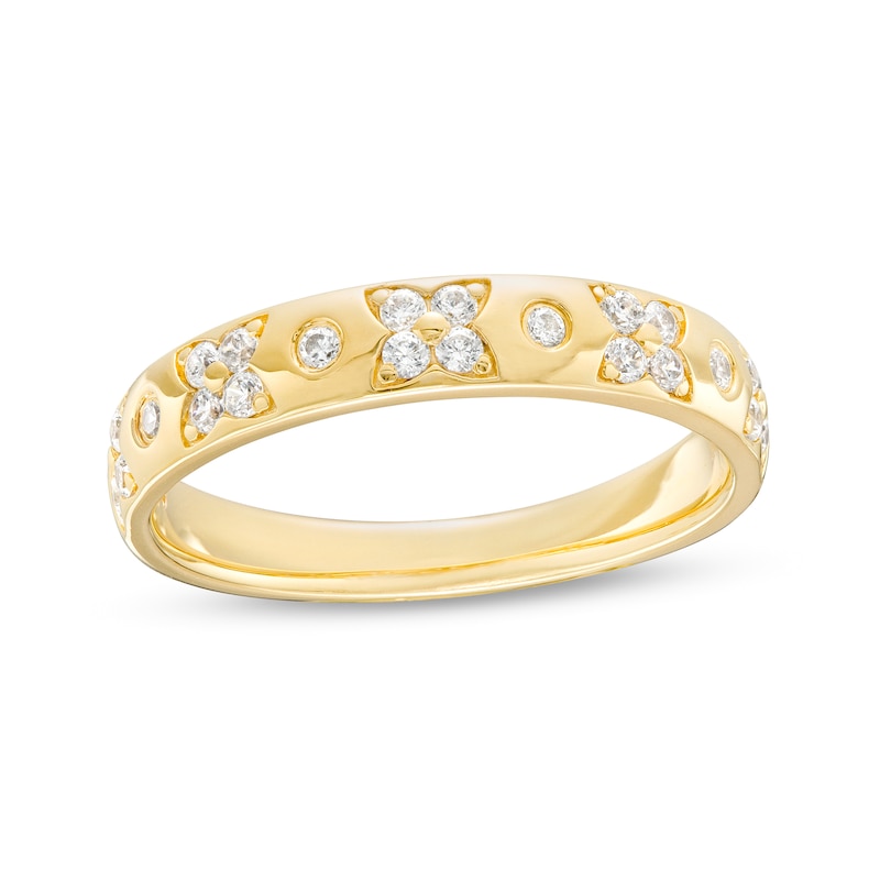 0.23 CT. T.W. Diamond Alternating Floral Pattern Anniversary Band in 14K Gold