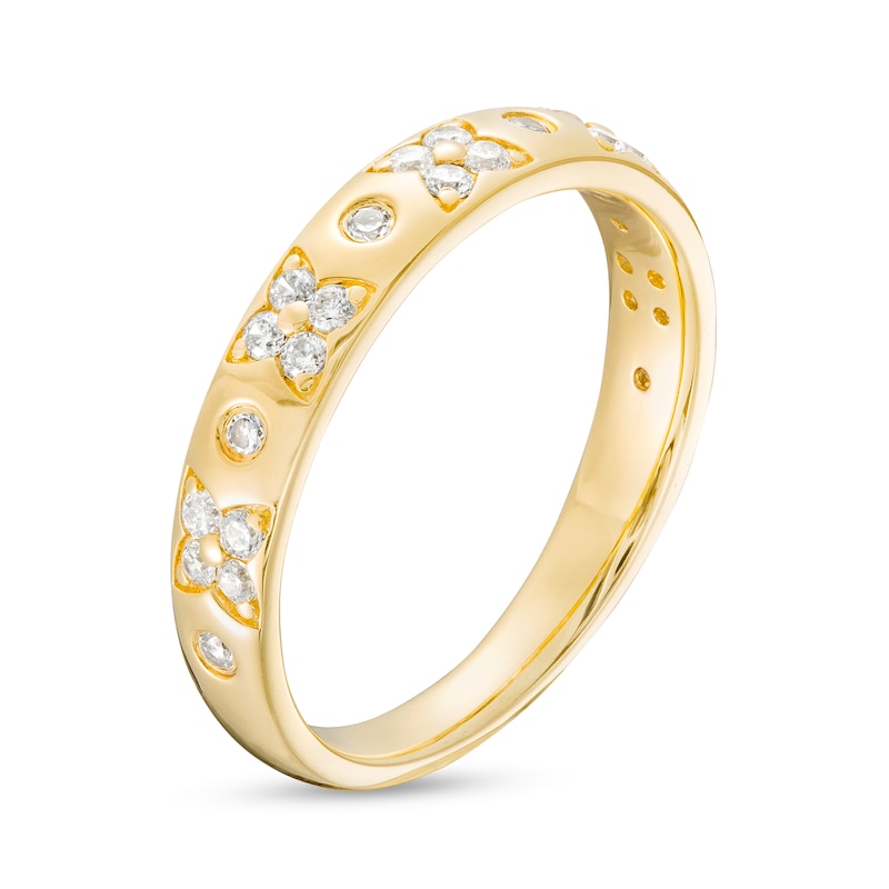 Main Image 3 of 0.23 CT. T.W. Diamond Alternating Floral Pattern Anniversary Band in 14K Gold