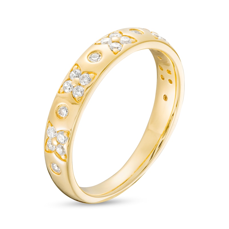 0.23 CT. T.W. Diamond Alternating Floral Pattern Anniversary Band in 14K Gold