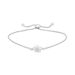 Diamond Accent Butterfly Bolo Bracelet in Sterling Silver – 9.5&quot;