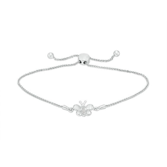 Diamond Accent Butterfly Bolo Bracelet in Sterling Silver – 9.5"