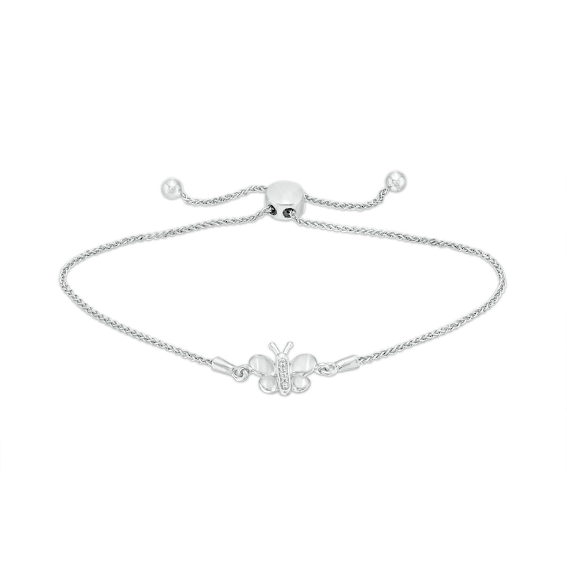 Diamond Accent Butterfly Bolo Bracelet in Sterling Silver – 9.5"
