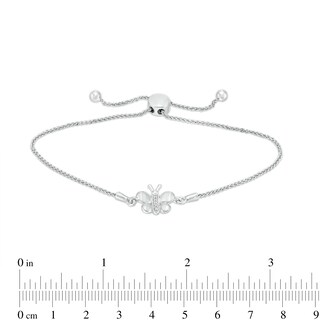 Diamond Accent Butterfly Bolo Bracelet in Sterling Silver – 9.5"