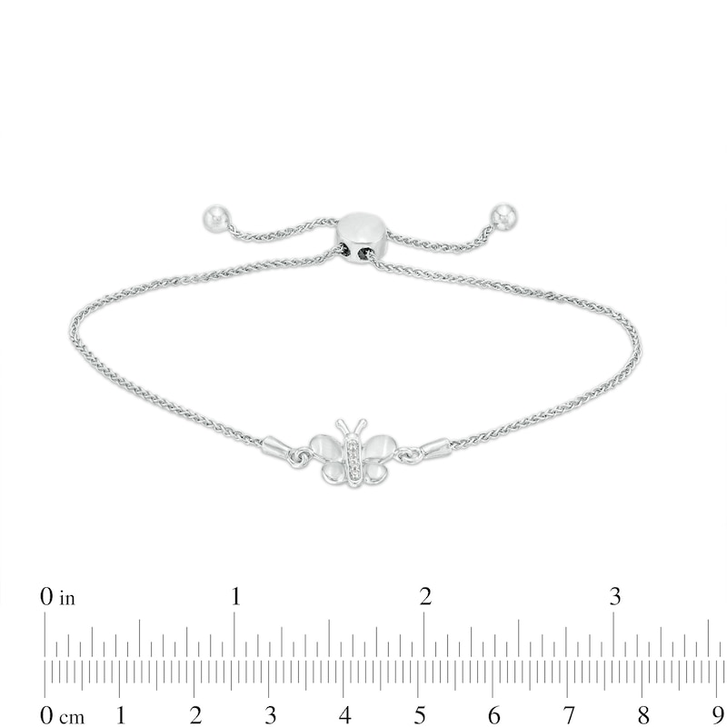 Diamond Accent Butterfly Bolo Bracelet in Sterling Silver – 9.5"