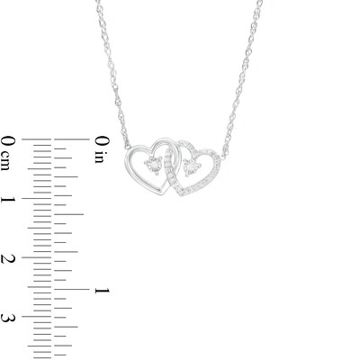 0.065 CT. T.W. Diamond Interlocking Hearts Necklace in Sterling Silver