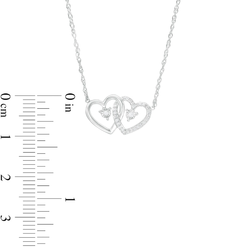 0.065 CT. T.W. Diamond Interlocking Hearts Necklace in Sterling Silver