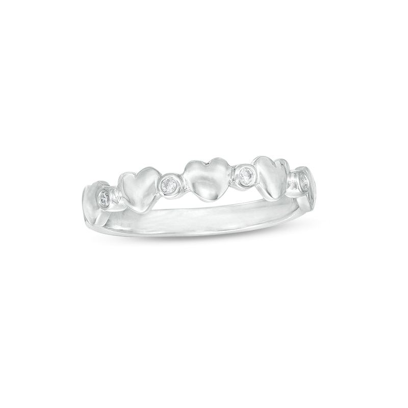0.04 CT. T.W. Diamond Alternating Heart Ring in Sterling Silver