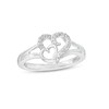 Thumbnail Image 1 of 0.04 CT. T.W. Diamond Double Heart Open Shank Ring in Sterling Silver