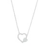 Thumbnail Image 1 of 0.115 CT. T.W Diamond Double Heart Necklace in Sterling Silver