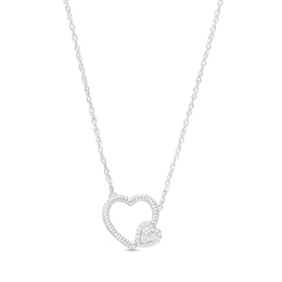 0.115 CT. T.W Diamond Double Heart Necklace in Sterling Silver