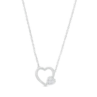 0.115 CT. T.W Diamond Double Heart Necklace in Sterling Silver