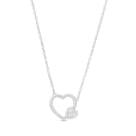 0.115 CT. T.W Diamond Double Heart Necklace in Sterling Silver