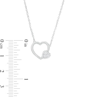 0.115 CT. T.W Diamond Double Heart Necklace in Sterling Silver