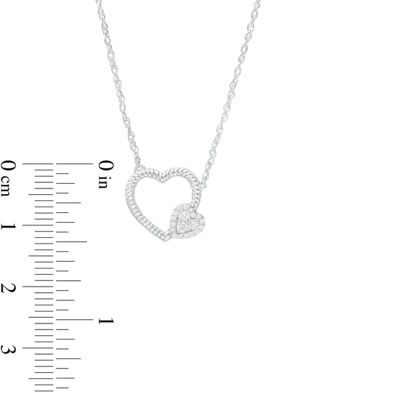 0.115 CT. T.W Diamond Double Heart Necklace in Sterling Silver