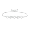 0.04 CT. T.W. Diamond Five Open Hearts Bolo Bracelet in Sterling Silver - 9.5"
