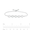 0.04 CT. T.W. Diamond Five Open Hearts Bolo Bracelet in Sterling Silver - 9.5"