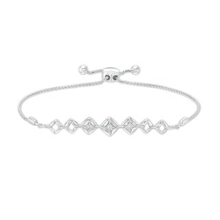 Diamond Accent Journey Square Frame Bracelet in Sterling Silver - 9.5"