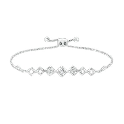 Diamond Accent Journey Square Frame Bracelet in Sterling Silver - 9.5"