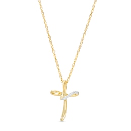 Diamond Accent Loop Cross Pendant in Sterling Silver with 14K Gold Plate
