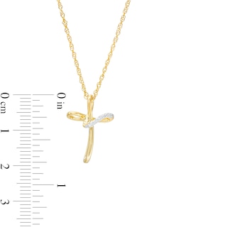 Diamond Accent Loop Cross Pendant in Sterling Silver with 14K Gold Plate