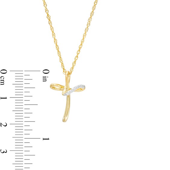 Diamond Accent Loop Cross Pendant in Sterling Silver with 14K Gold Plate