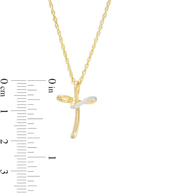 Main Image 3 of Diamond Accent Loop Cross Pendant in Sterling Silver with 14K Gold Plate