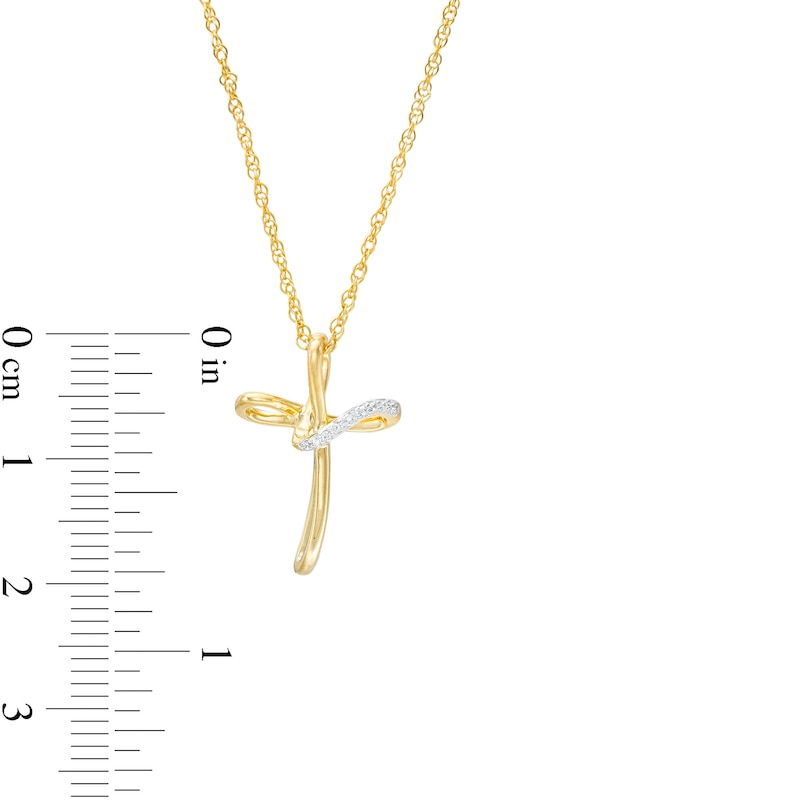 Diamond Accent Loop Cross Pendant in Sterling Silver with 14K Gold Plate