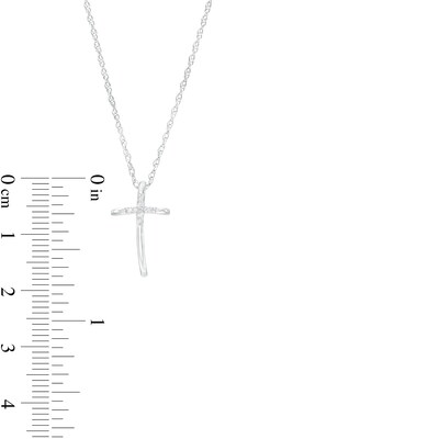Diamond Accent Curved Cross Pendant in Sterling Silver