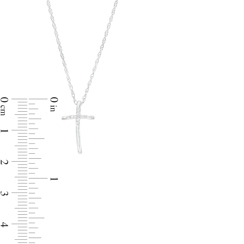 Main Image 3 of Diamond Accent Curved Cross Pendant in Sterling Silver