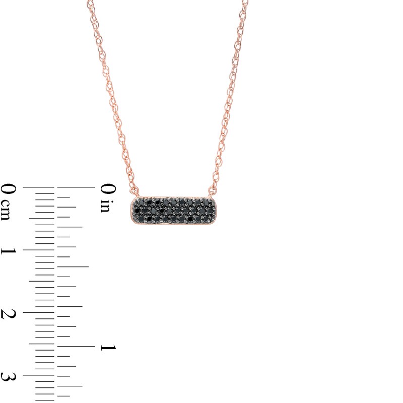 Main Image 3 of 0.17 CT. T.W. Elongated Cushion Black Multi-Diamond Necklace in Sterling Silver with 14K Rose Gold Plate