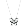 0.115 CT. T.W. Black and White Diamond Butterfly Necklace in Sterling Silver