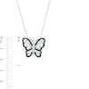 Thumbnail Image 2 of 0.115 CT. T.W. Black and White Diamond Butterfly Necklace in Sterling Silver