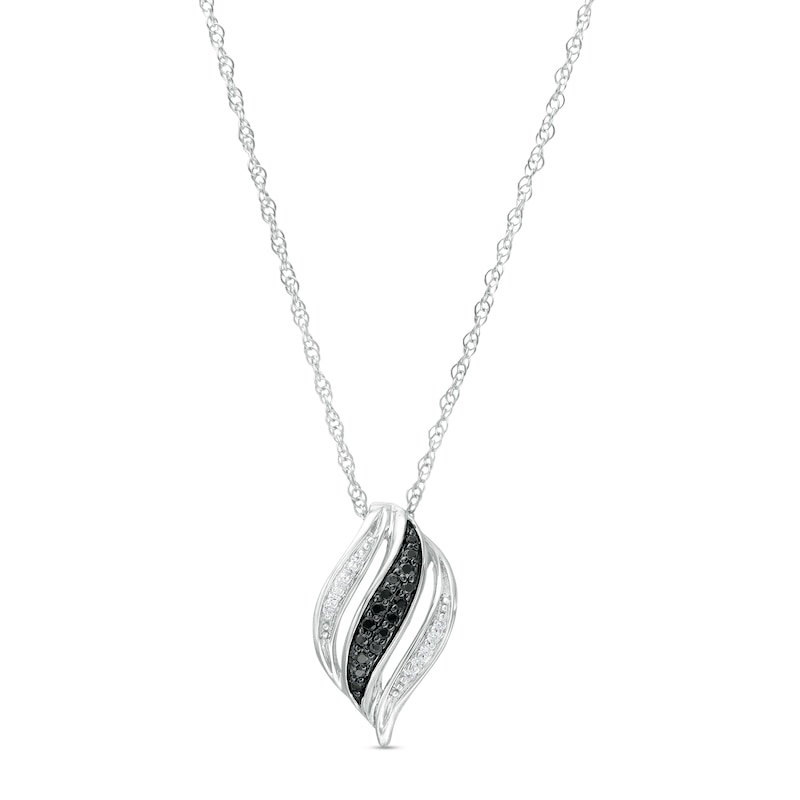 0.115 CT. T.W. Black and White Diamond Wave Pendant in Sterling Silver with Back Rhodium|Peoples Jewellers